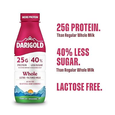 Darigold FIT High Protein Whole Ultra-Filtered Milk - Lactose Free, 25g Protein, 40% Less Sugar - 14oz Bottles, 12 Pack (Whole Milk)