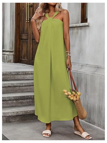 Image of Milumia Women's Twist Knot Sleeveless Dress Summer Vacation Flared Maxi Dresses