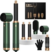 OKWRAP Hair Styler Set Stylingbürsten Hairstyler 5 in 1 Haarstyler, Airstyler Air Curlers Föhn 5 in 1 Mit Rundbürstenföhn Haarstyler Warmluftbürste Föhn Lockenstab Luft Für Glätten, Volumen, Locken
