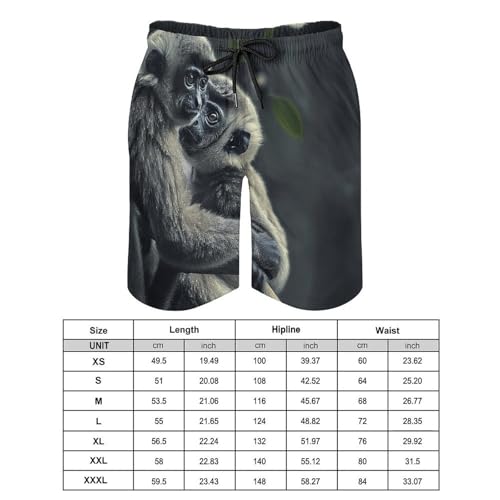 Mens Shorts Black Monkey Men Swim Trunks Quick-Dry Beach Shorts with Drawstring Pocket Bathing Suit L2