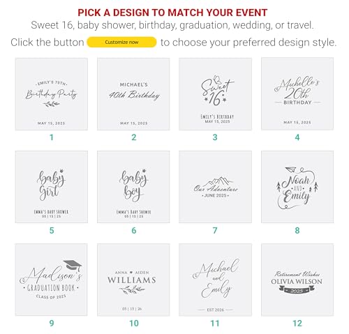 Image of Graduation Guest Book - Grad Party Sign-In Book, Custom Scrapbook Photo Album to Sign with Polaroid Instax Photos - Fits 4x6 or 5x7 Pictures (Navy, Small - 8.3x8.3 inch)