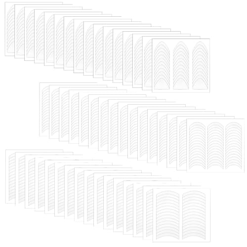 Gjinxi Juego de pegatinas para uñas francesas, 48 hojas, autoadhesivas, en forma de V y forma de luna, plantillas de manicura para manicura francesa, diseño de uñas, guía de puntas de uñas