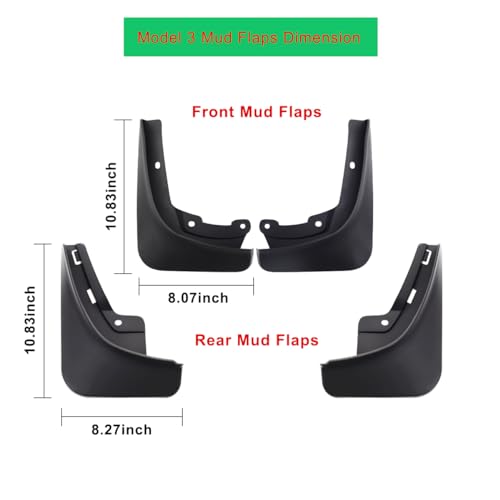 Image of Compatible with Tesla 2024 (Highland) Model 3 Mud Flaps Splash Guard Accessories No Drilling Required (Set of 4)