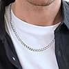 RANKEEF 5mm Ketten Für Herren Robuste Edelstahl Halskette Herren Anlaufgeschützt Cool Silber Kette Hypoallergen Silber Panzerkette #2