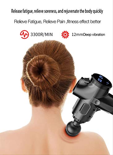 Pistolet de massage argent à écran LCD et 30 vitesses avec 6 têtes
