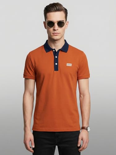 Image of Veirdo Men's Polo T-Shirt Regular Fit, Half Sleeve Contrast Collar Tee, Solid Color Summer Wear, Comfortable Travel, Casual & Office Styling (Sizes S-2XL)