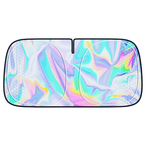 Pare-soleil pliable pour pare-brise de voiture tissu argent 142x80 cm
