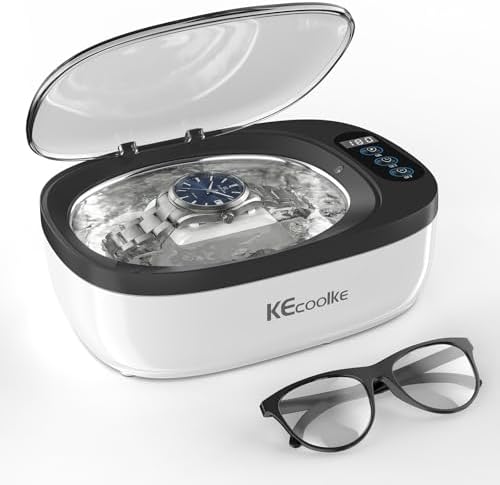 Ultraschallreinigungsgerät Ultraschallreiniger KECOOLKE 750mL brille | Ultraschallgerät Ultrasonic Cleaner mit digitalem Timer für Brillen, Ringe, Münzen, Fingerringe, Geld，zahnpro