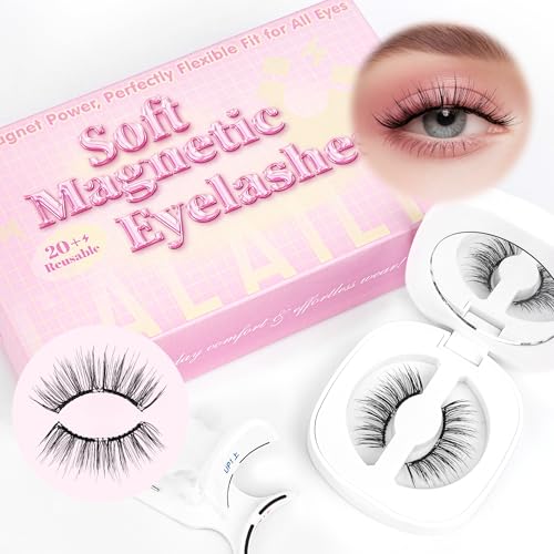 Image of CALAILIS Magnetic Eyelashes with Applicator Soft Magnetic Lashes Natural Look Reusable Magnetic Eyelashes without Eyeliner No Glue Needed Soft Eyelashes Magnetic Lashes for All Day Comfort (RC02)