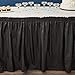 Juvale Plastic Table Skirt - 29 in x 14 Ft, Black, Set of 6, Ruffled - Disposable Rectangular Party Table Skirt with Adhesive Strips & Lightweight for Birthday Parties, Wedding Showers & Events
