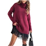 【Robe De Fete Grande Taille Femme 52 54 56】Robe de Fete de Fin D'année Femme Grande Taille Tricot Mini Robe présente un design superposé qui combine une robe pull douce avec une élégante robe bordée de dentelle. Cette combinaison permet une variété de looks, créant un look tendance cohérent, tandis que le pull et la robe peuvent être portés séparément pour créer un style unique.