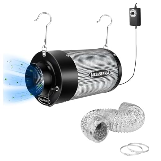 MELONFARM Air Filtration Kit 4", Built-in 14cm Fan Low Nois Carbon Filter with 12-Speed Controller, 8' Ducting, Cooling & Ventilation System for Grow Tents, Indoor Gardening, Hydroponics 4“x14"