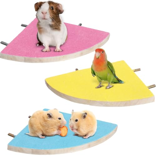Image of CroBlissful 3 Pcs Bird Perch Stand Platform Parrot Perch Wood Toy Colorful Sand Paw Grinding Cage Accessories Exercise Toys for Cockatiel Conure Budgies Parakeet Lovebird Hamster Gerbil Rat