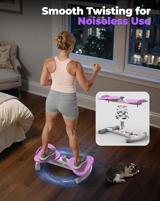 FEIERDUN Waist Twister Machine, Noiseless Ab Twister Board for Core Strength, Slim Waist and Toned Abs, Waist Twisting Machine for Home Gym Equipment for Women, 300 LBS Capacity