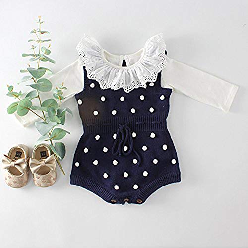 Baby Girls Knit Striped Polka Dot Romper Cute Strap Sleeveless Jumpsuit Bodysuit3