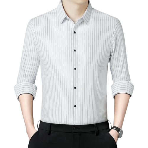 Chemise respirante en fil teint avec coupe ajustée et manches longues homme