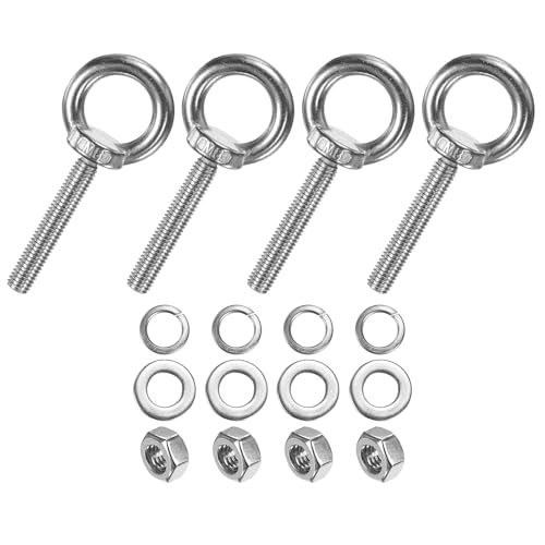 M METERXITY 4-Sets Stainless Eyebolt M8x50mm Shoulder Lifting Eye Bolt with Nuts Washers Male Screw Thread Ring Shoulder Eye Bolts Length 1.97 Inch for Suspending/Fastening