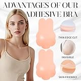 COODAM Bra Pasties Nipple Covers with Lift - 2 Pairs Sticky Push Up Invisible Adhesive Bras, Strapless Backless Dress Silicone Bra Pasties Nipple Covers for Women Beige - Image 2