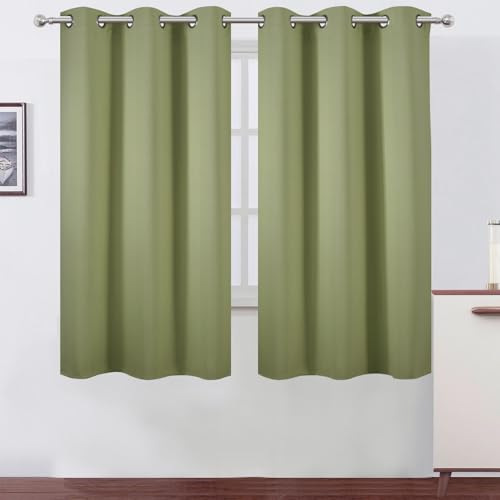Image of LEMOMO Blackout Curtains 42 x 63 inch /Sage Green Curtains Set of 2 Panels /Thermal Insulated Room Darkening Bedroom Curtains