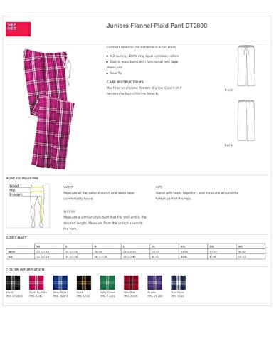 District Ladies Juniors Flannel Plaid Pant, Black S2