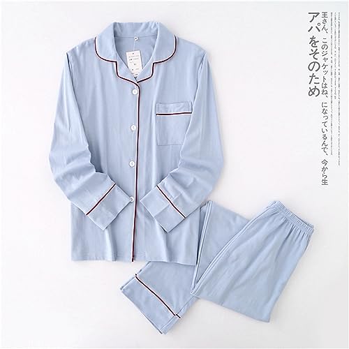 Couples Matching Pajamas Soft Cotton Long Sleeve Sleepwear Button Down Loungewear Pjs Set Warm Shirt and Pants2