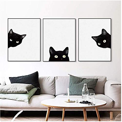 Lienzo de gato para decorar la pared de la sala de estar poster moderno de 50x70cm