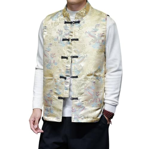 Gilet de costume Tang homme vintage col montant boutons grenouille