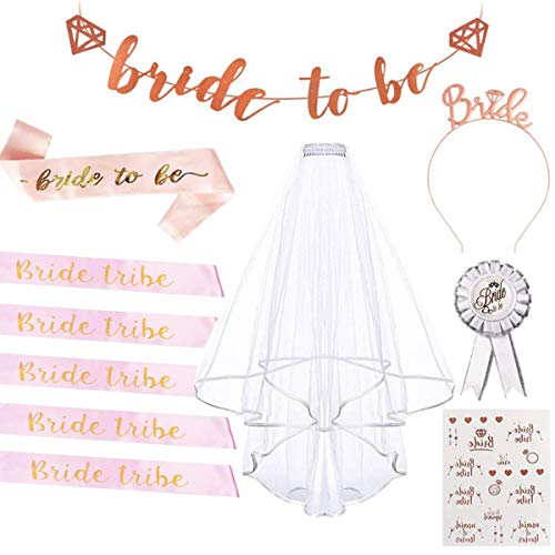 TANGGER 11 piezas Hen Party Bride to Be Sashes/Accesorios para el Cabello/Pancartas/Insignias/Adhesivos...