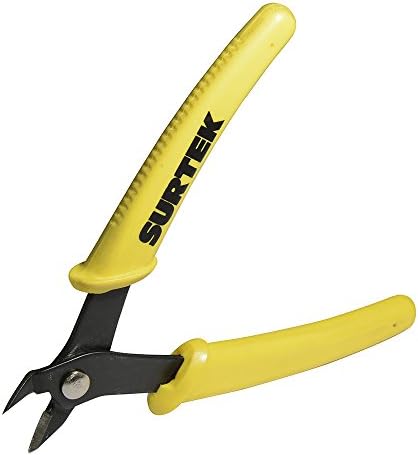 SURTEK Flush Cut Plier - 5" Micro Precision Diagonal Cutter with Black Oxide Coating & Moulded Cushion Grip - 948