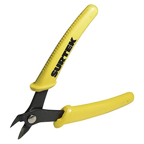 SURTEK Flush Cut Plier - 5" Micro Precision Diagonal Cutter with Black Oxide Coating & Moulded Cushion Grip - 948 Cover