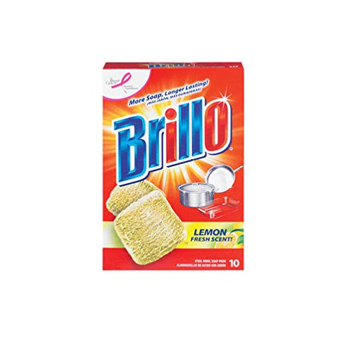 BrilloSteel Wool Soap Pads, Long Lasting, Lemon Scent Cleaning (Lemon, 10 Count (Pack of 6))
