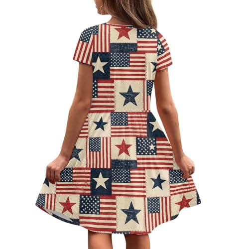 Image of Short Sleeve Dress for Girls with Pockets Cute Toddler Girl Clothes Summer 2-12