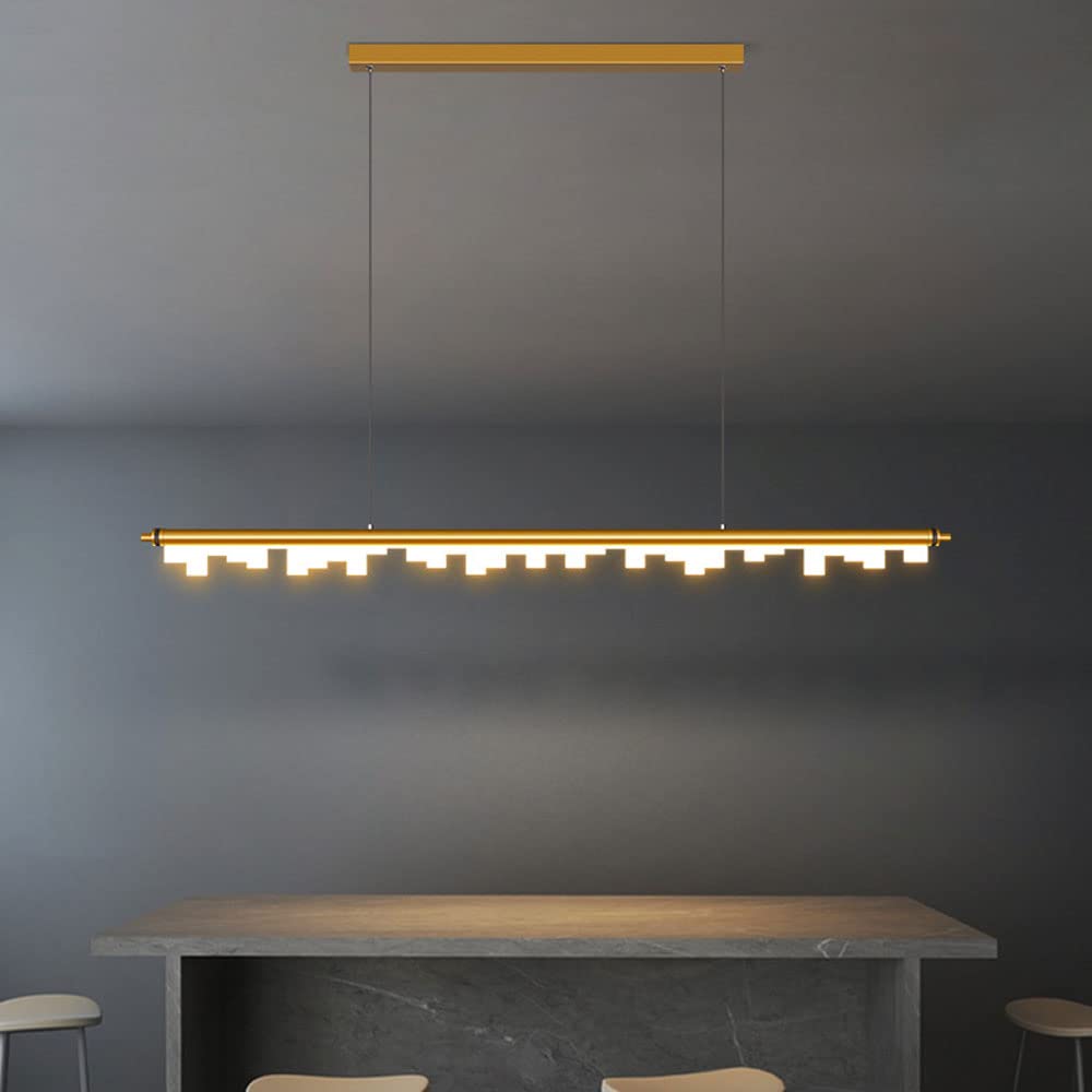RRJJ Modern LED Long Strip Pendant Light Dimmable Aluminum Linear Chandelier Office Kitchen Island Pendant Lamp Chandelier Hanging Light Fixture Stabilize