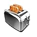 Cecotec Grille-pain vertical 2 fentes courtes Toastin' time 850 Inox Lite. 850 W, 2 tranches de pain, fente large 3,8 cm, support pour petits pains et bac à miettes, acier inoxydable