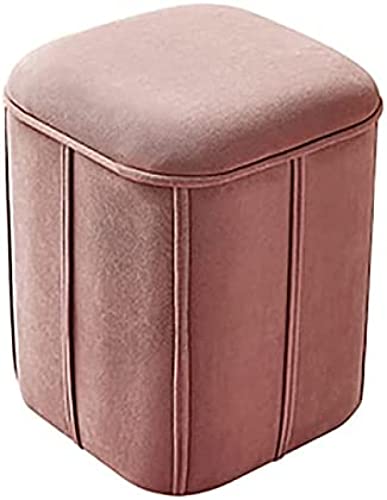 Repose-pieds avec rangement en velours rose, tabouret de canapé chic - 2