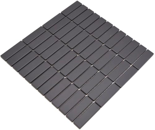 Mosaico de azulejos de cerámica, color negro, antracita, sin esmaltar, para suelo, pared, baño, ducha, cocina, espejo de azulejos, revestimiento de baño, alfombrilla de mosaico
