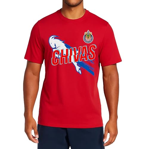 Icon Sports Chivas Soccer Tee - Officially Licensed Unisex Adult Cotton Short Sleeve T-Shirt 694 Red M