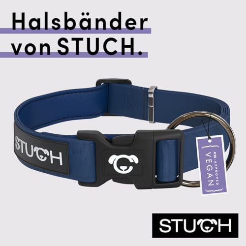 STUCH Hundehalsband - verstellbares und gepolstertes Nylon Hunde Halsband - Für kleine, mittlere und große Hunde, Farbe:Dunkelblau, Größe:L (2,5cm x 39-62cm)