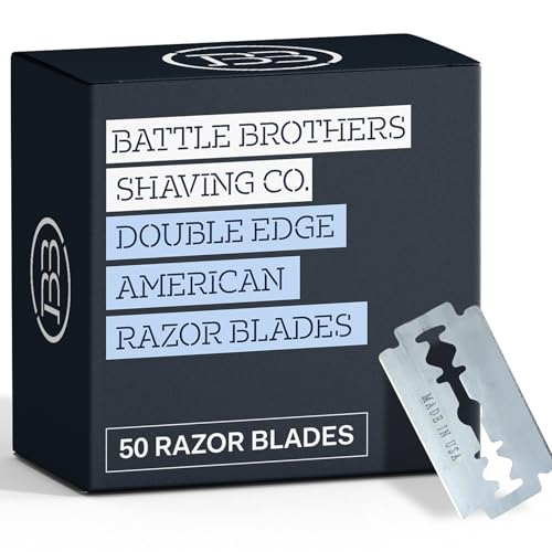 Made in USA Double Edge Razor Blades (50-Pack) – Stainless Steel, Smooth &amp; Sharp | Fits All DE Safety Razors | Battle Brothers
