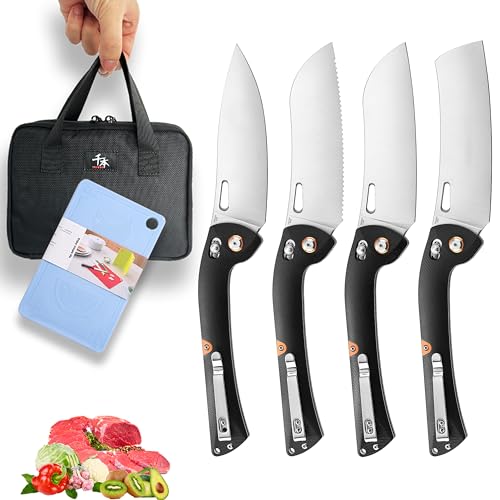 SENBON Lot de 440 couteaux de chef pliants avec manche G10 - Couteau à fruits - Pour camping et...