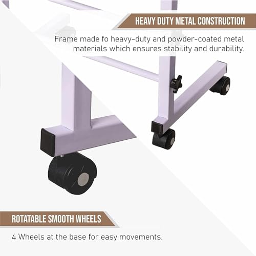 Image of TEKCOOL Multi-Purpose Sofa Side Height-Adjustable Laptop Table with Docking for Tablet, Study Table, Portable, Ideal for Work from Home, DIY Table, Easy to Assemble (Wooden-White).