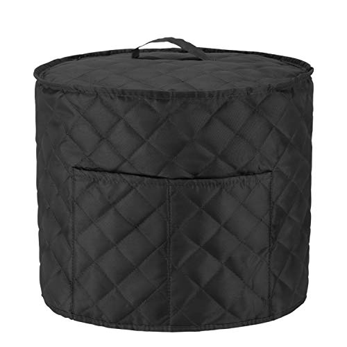 Luxja Dust Cover Compatible with 8 Quart Instant Pot, Cloth Cover with Pockets Fits Instant Pot (8 Quart) and Extra Accessories, Black Quilted Fabric (Large)