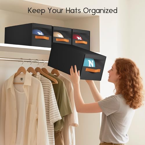 Homsorout Hat Organizer for Baseball Caps - 3 Pack Pull-Out Drawer Hat Storage Organizer Box with Clear Window, Stackable Closet Cap Holder, Baseball Cap Organizer for Closet, Bedroom, Home, Black by Homsorout - Used condition - Image 7