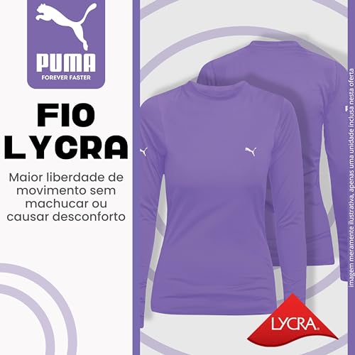Camiseta Puma Camiseta Manga longa Camiseta Proteção UV50+ Feminina Adulta, Lilás, GG