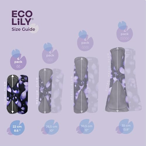 Eco Lily Compresas Reutilizables, 6 Pcs, Compresas Postparto, Salvaslips lavables para Bragas Menstruales, Flujo Luminoso, 1 Bolsas de Almacenamiento - imagen 2