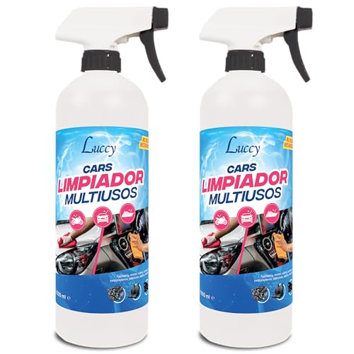 MUNTRADE Limpiador Coche Interior y Exterior Profesional 2 x 1L - Limpia tapicerias Coche, salpicadero, Cuero, Mosquitos, restaurador de plásticos Coche