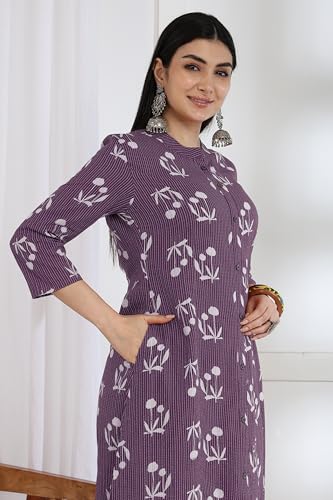 Image of MIRCHI FASHION Pure Cotton Kurti for Women | A-Line Kantha Work Printed Kurta for Woman | Ethnic Wear for Office & Daily Use (Single Piece)