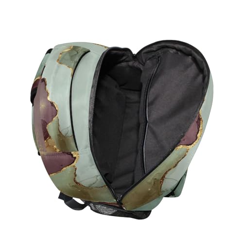 Laptop Backpack for Men Women Fashion School Book Bag with Chest Strap Gift Men & Women Marble Sage Green Burgundy3