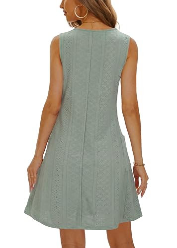 Image of Summer Dresses for Women 2026 Casual Sundresses Beach Cover Ups Sleeveless Tshirt Swing Dress with Pockets