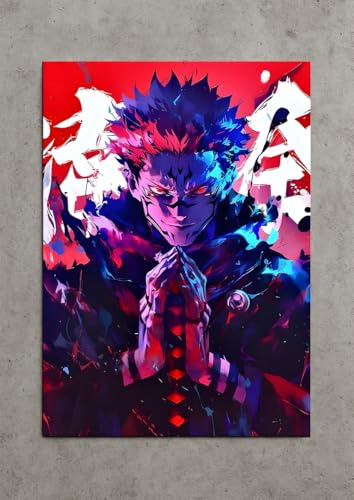 Image of NIJUKA Anime Printed Metal sheet Poster For Home And Room Decoration | For Anime Art Fans Boys And Girls (Sukuna god of curse)